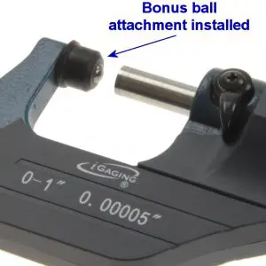 ball attachment for igaging digital micrometer
