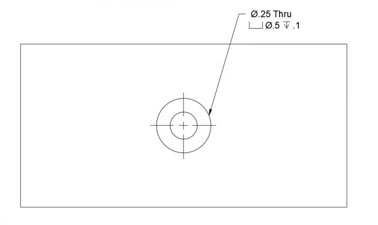 spotface example on mechanical blueprint drawing