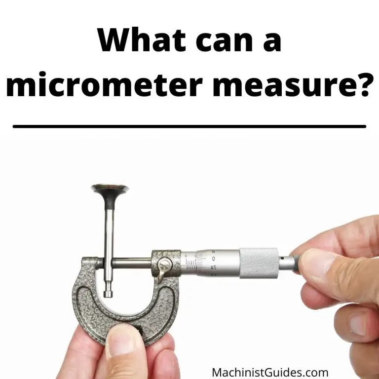 a photo of someone holding a micrometer measuring a part with text that says what can a micrometer measure