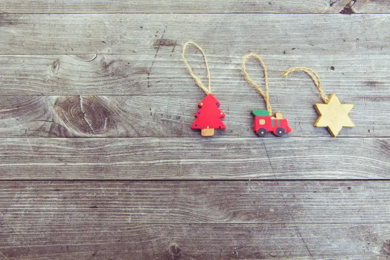 christmas ornaments on a wooden background