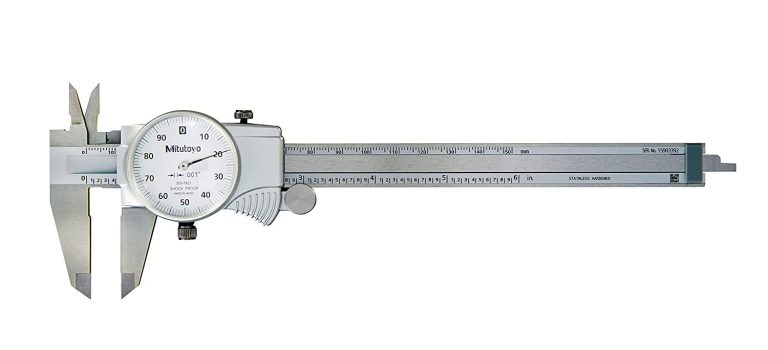 Mitutoyo 6" dial caliper with white dial face
