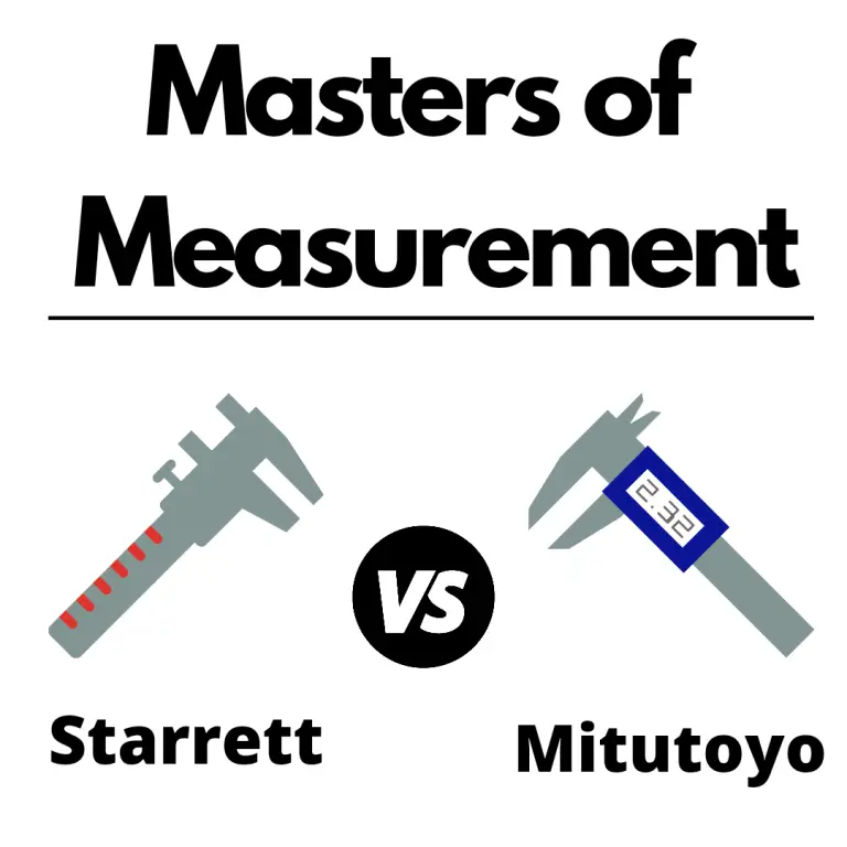 two calipers pitted against each other with text that says starrett vs mitutoyo