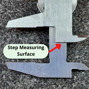 the step measuring surface of a caliper identified