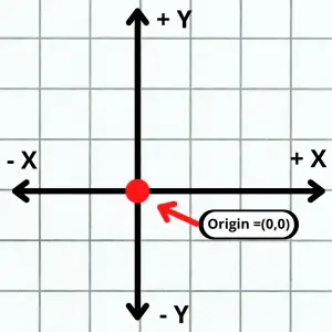 the X and Y axes shown on graph paper with the origin identified.