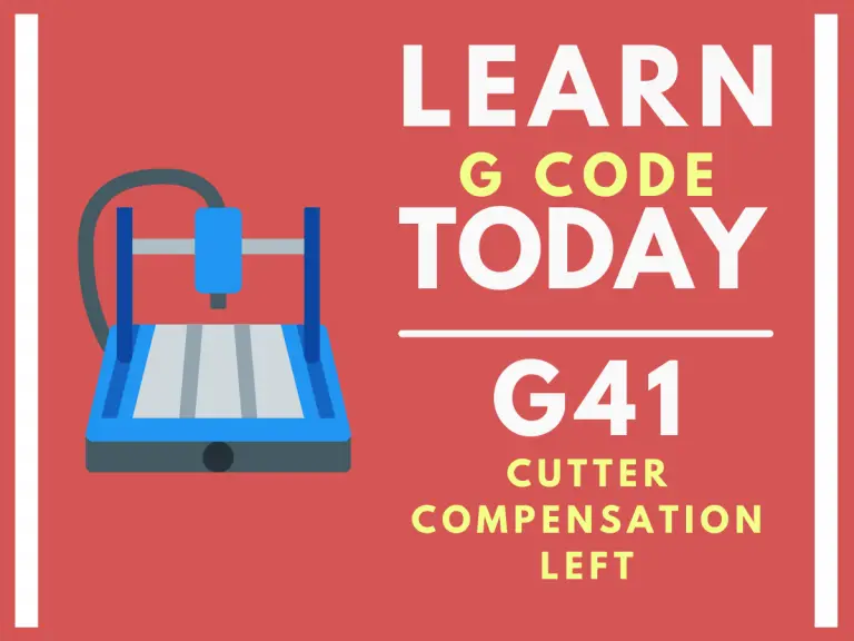 a graphic of a cnc machine with text that says learn g code today G41 cutter compensation left