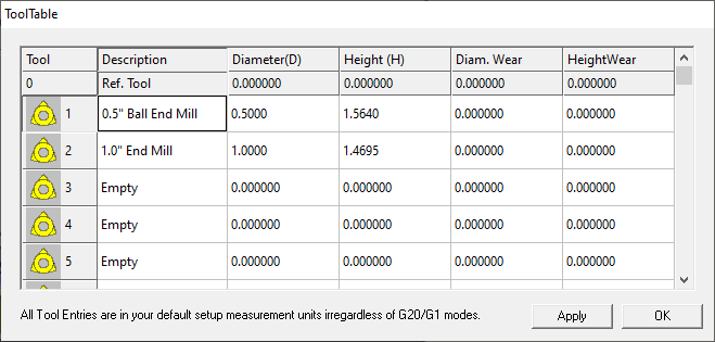 mach 3 tool offset table