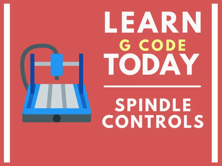 a graphic of a cnc machine with text that says learn g code today spindle controls
