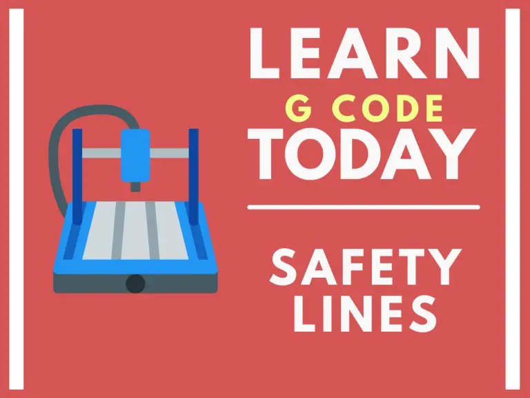 a graphic of a cnc machine with text that says learn g code today safety lines