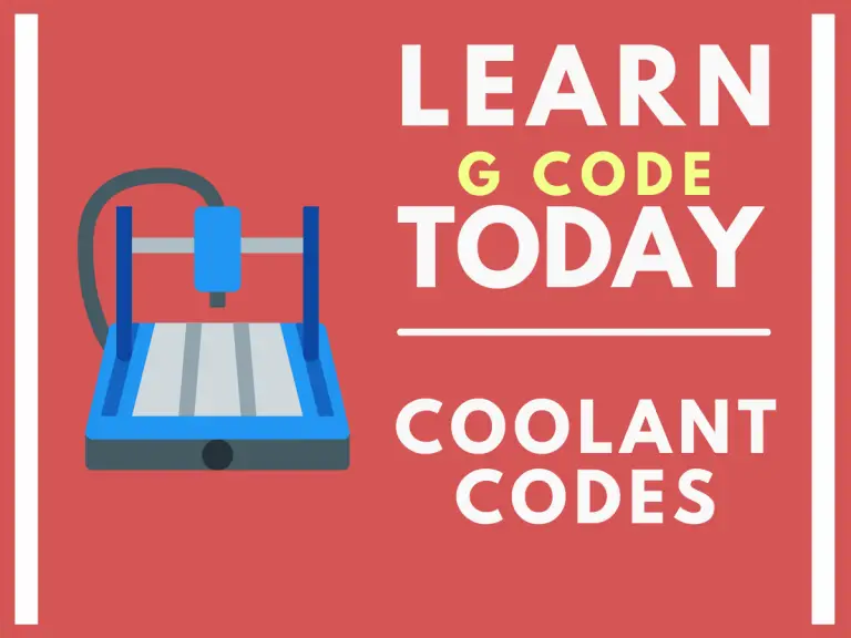 a graphic of a cnc machine with text that says learn g code today coolant codes