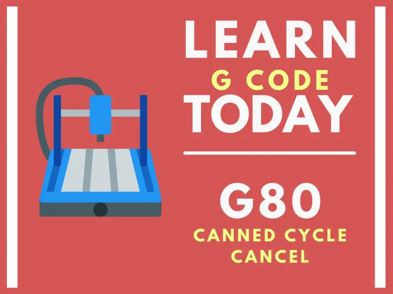 a graphic of a cnc machine with text that says learn g code today g80 canned cycle cancel