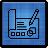 a blueprint icon on a blue background