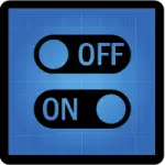 on and off switch symbols on a blue background