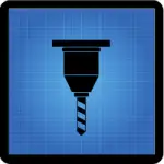 a cnc spindle icon on a blue background