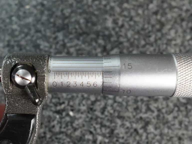 closeup of a measurement reading on a micrometer