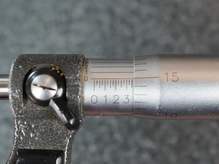a closeup of a micrometer measurement reading