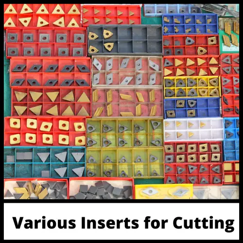assorted cutting inserts for cnc machines with text that reads various inserts for cutting